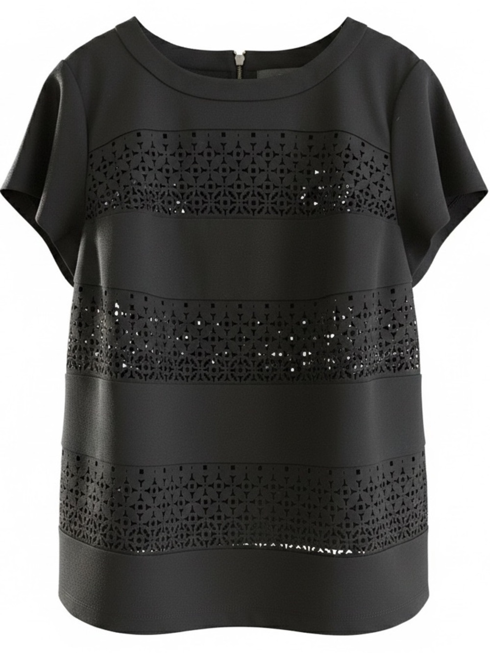 NWT Rafaella Black Laser Cut Eyelet Short Sleeve Top 1X